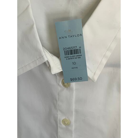 Ann Taylor Petite White Button down NWT 10P - Picture 3 of 7